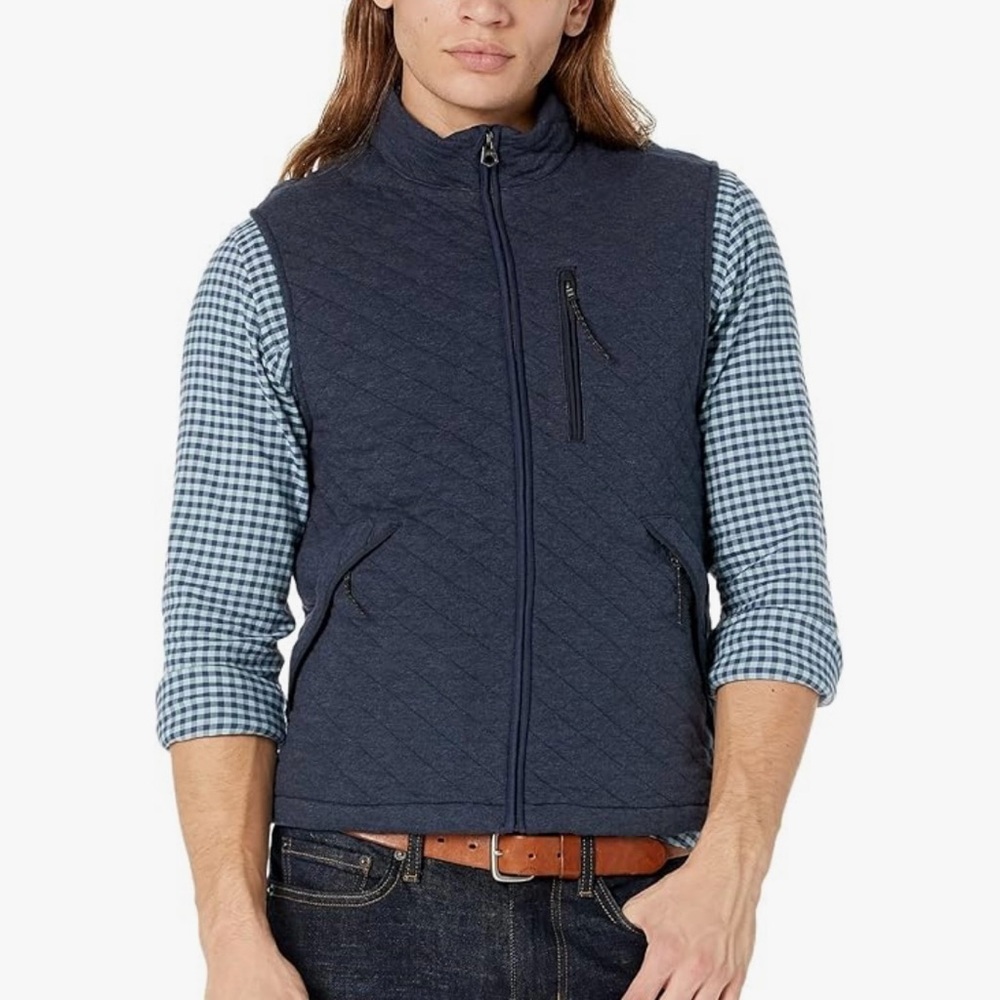 Faherty Epic Quilted Fleece Vest Navy  NEW